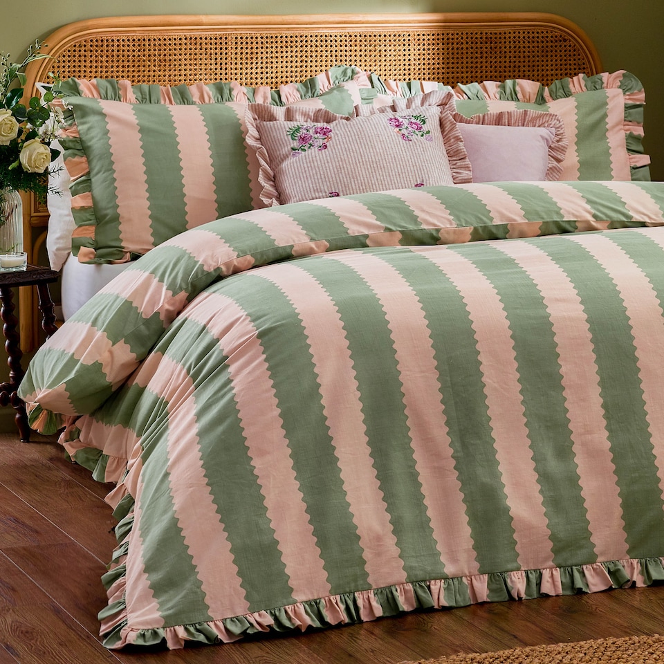 image 1 of Wylder Martha Floral Embroidered Ruffle Cushion
