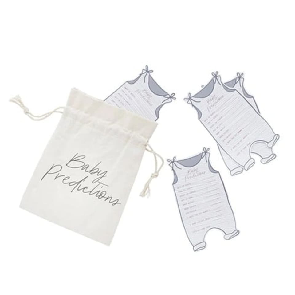 image 1 of Baby Shower Prediction Cards & Canvas Bag - Pack of 20