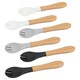 image 1 of Tiny Dining 6pc Bamboo Baby Weaning Forks Set with Silicone Tip - Monochrome