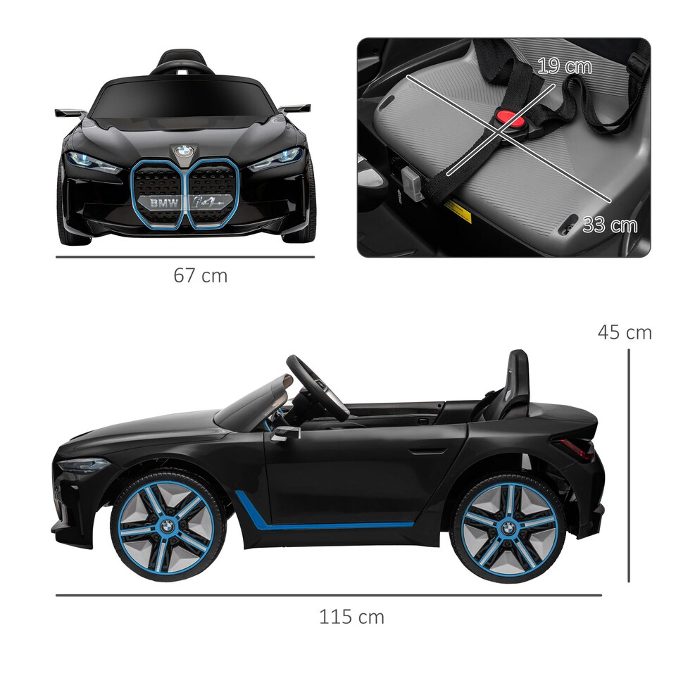 image 1 of HOMCOM BMW i4 Licensed 12V Kids Electric Ride-On Car w/ Remote Control - Black