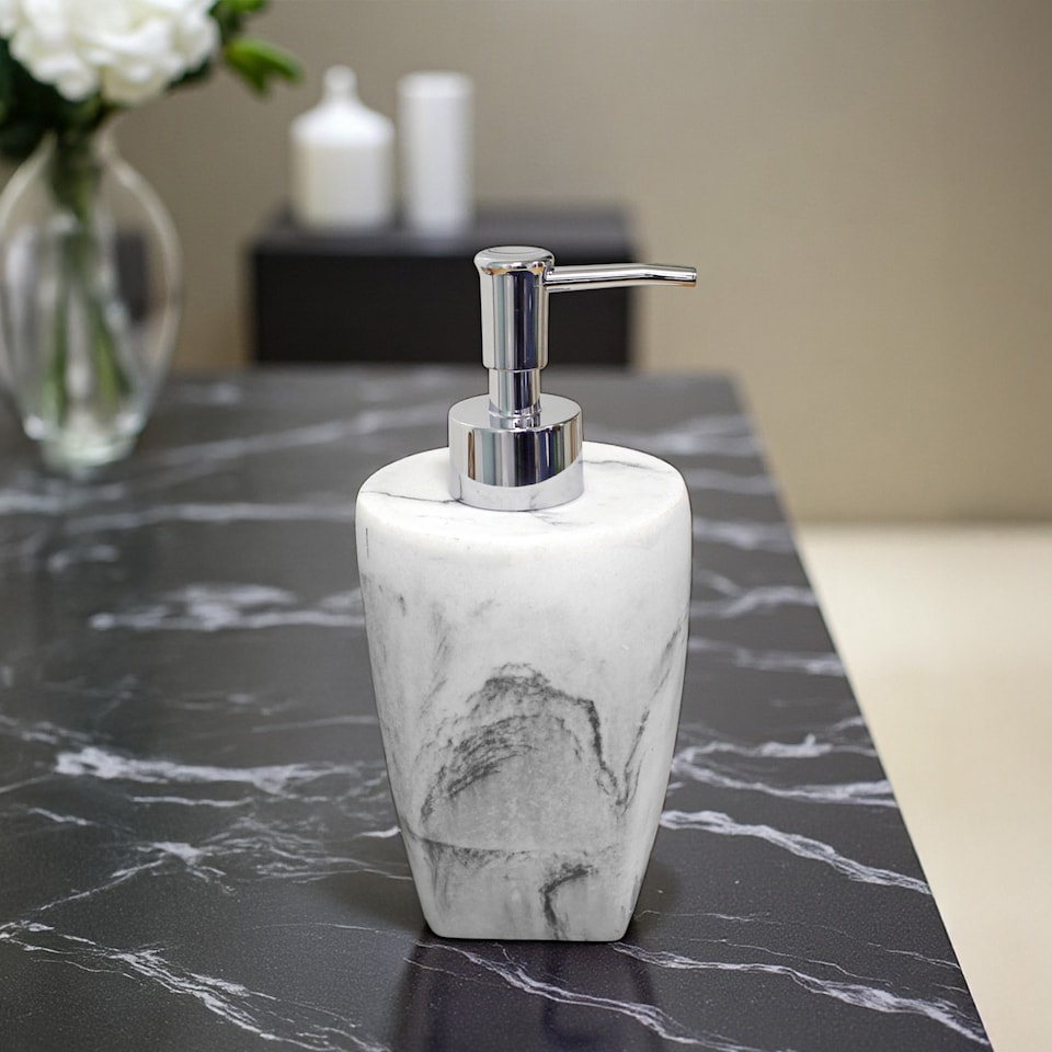 image 1 of Showerdrape Octavia White Bathroom Accessory Set - Soap Dispenser & Toothbrush Holder | White | White | 1