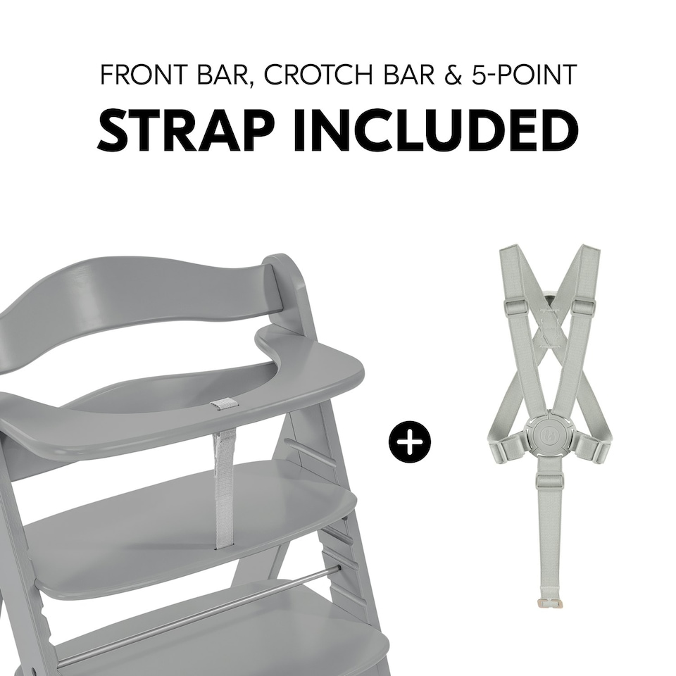 image 1 of Hauck Alpha+ Wooden Highchair - Grey