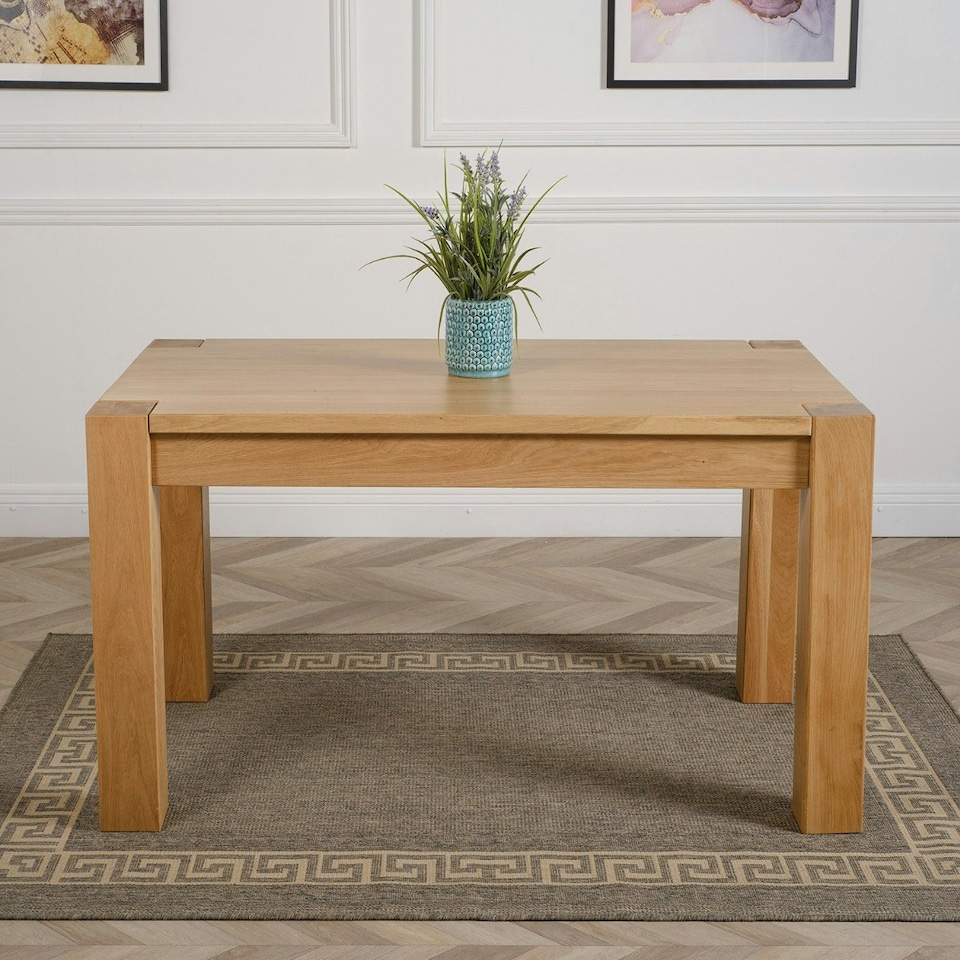 image 1 of Kuba Chunky Solid Oak Dining Table - 150cm Brown | Oak