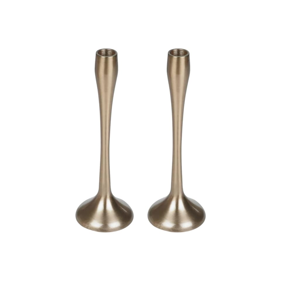 image 1 of Metal Candle Holder Candlesticks Set Gold Silver Decorative Decor | Gold | 2x Gold Small | Small | 2