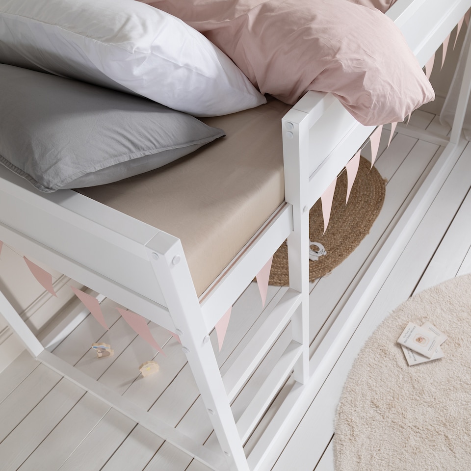 image 1 of Lykke Midsleeper Cabin Bed Reversible with Straight Ladder in White