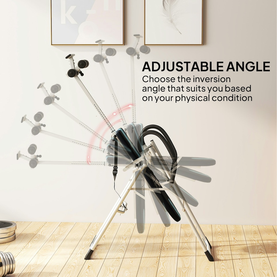 image 1 of HOMCOM Foldable Therapy Gravity Inversion Table AB Exercise Bench Home Fitness