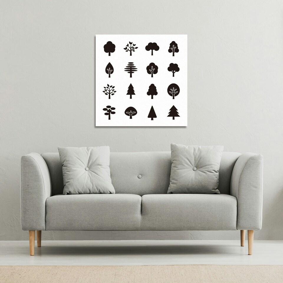 image 1 of Tree Silhouette Illustrations (Canvas Print) 101 x 101 x 4cm