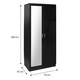 image 2 of Modern 2-Door Wardrobe with Mirror High Gloss Finish In Black Black