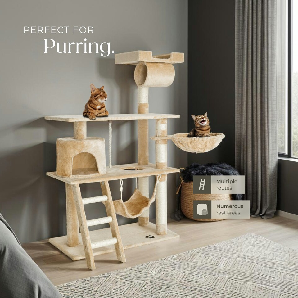 image 1 of Cat Tree Marcel - 141 cm, sisal cat scratching post - Beige