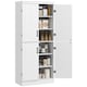image 1 of HOMCOM 4-Door Tall Kitchen Cupboard, Freestanding 6-Tier Storage Cabinet with 2 Adjustable Shelves for Living Room, Dining Room, White