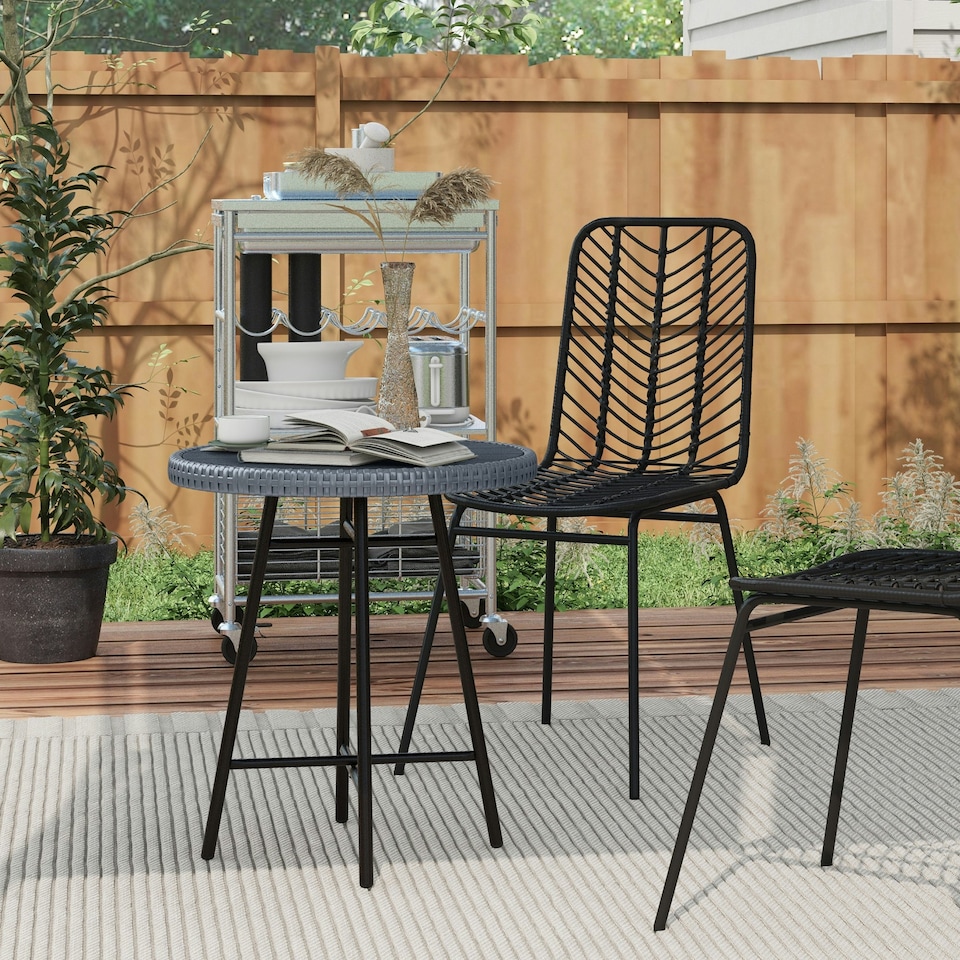 image 1 of Outsunny PE Rattan Side Table for Indoor, Outdoor, Balcony, Patio