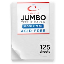5 x Caraselle Jumbo Large White Acid Free Tissue Paper - 125 Sheets in total (75 x 100cm) | White | XL