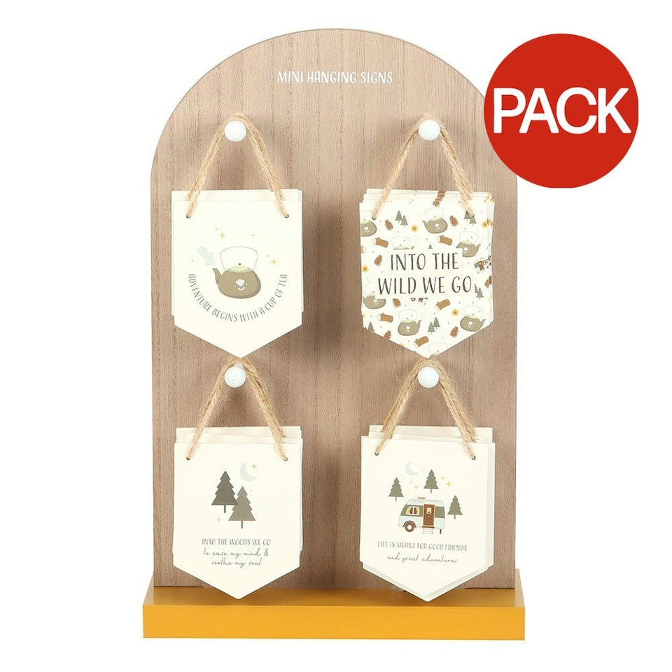 image 1 of Something Different Mini Camping Hanging Sign Set (Pack of 24) - White - One Size