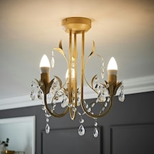 ValueLights Odelia 3 Way White Ceiling Light Chandelier | Cream