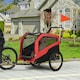 image 2 of PawHut 2 in 1 Dog Bike Trailer Pet Stroller for Large Dogs W/ Hitch - Red