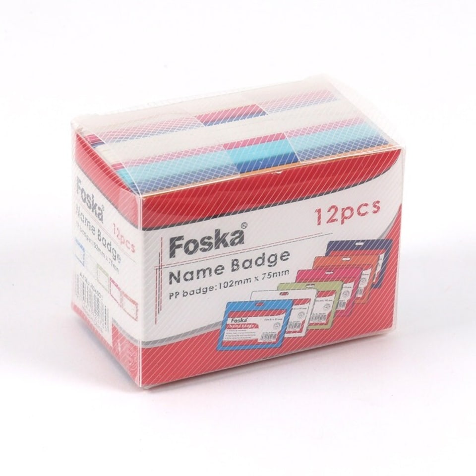 image 1 of Pack of 12 Name Badge Holders 54x90mm Assorted Colour