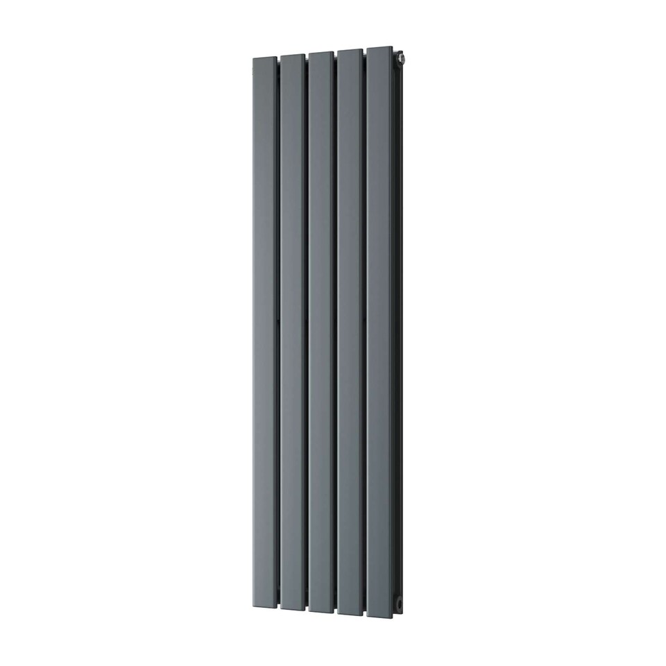 image 1 of Typhoon Vertical Double Panel Bathroom Radiator - Anthracite Grey (H) 1200mm x (W) 340mm