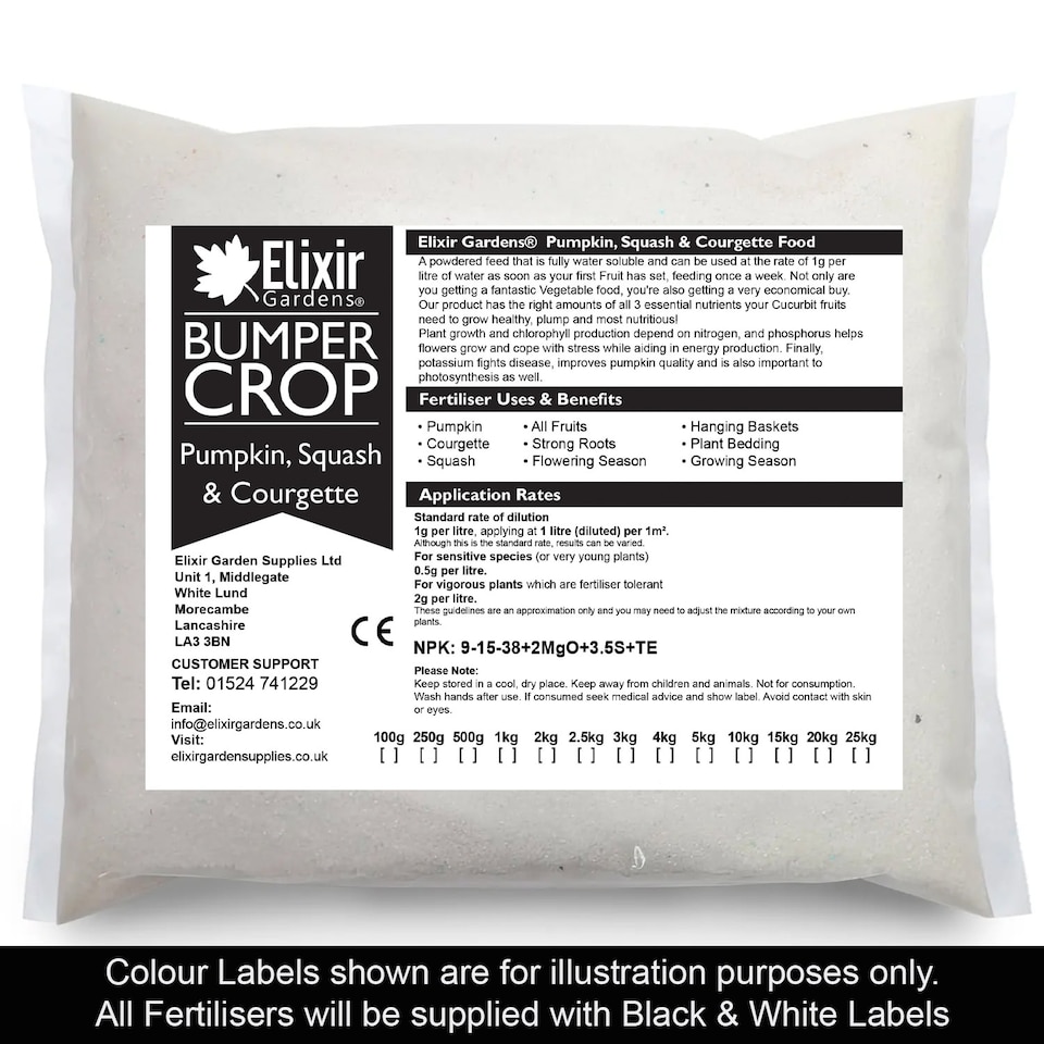 image 1 of Elixir Gardens Pumpkin, Courgette & Squash Fertiliser | 3kg Bag