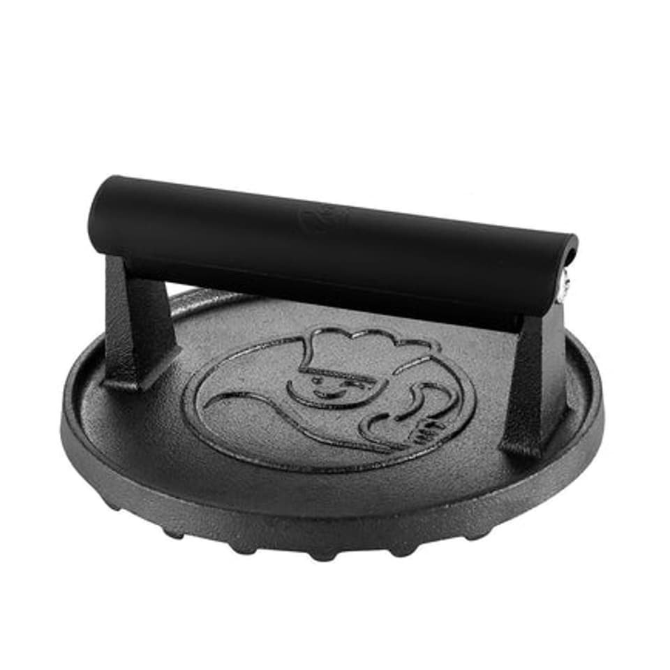 image 1 of Gourmet Easy Cast Iron Smash Burger & Meat Press - Black