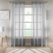 Pair of Eden Silver 100% Recycled Voile Panels 183 cm (72 inch) Rod Pocket Panels for Bedroom and Living Room