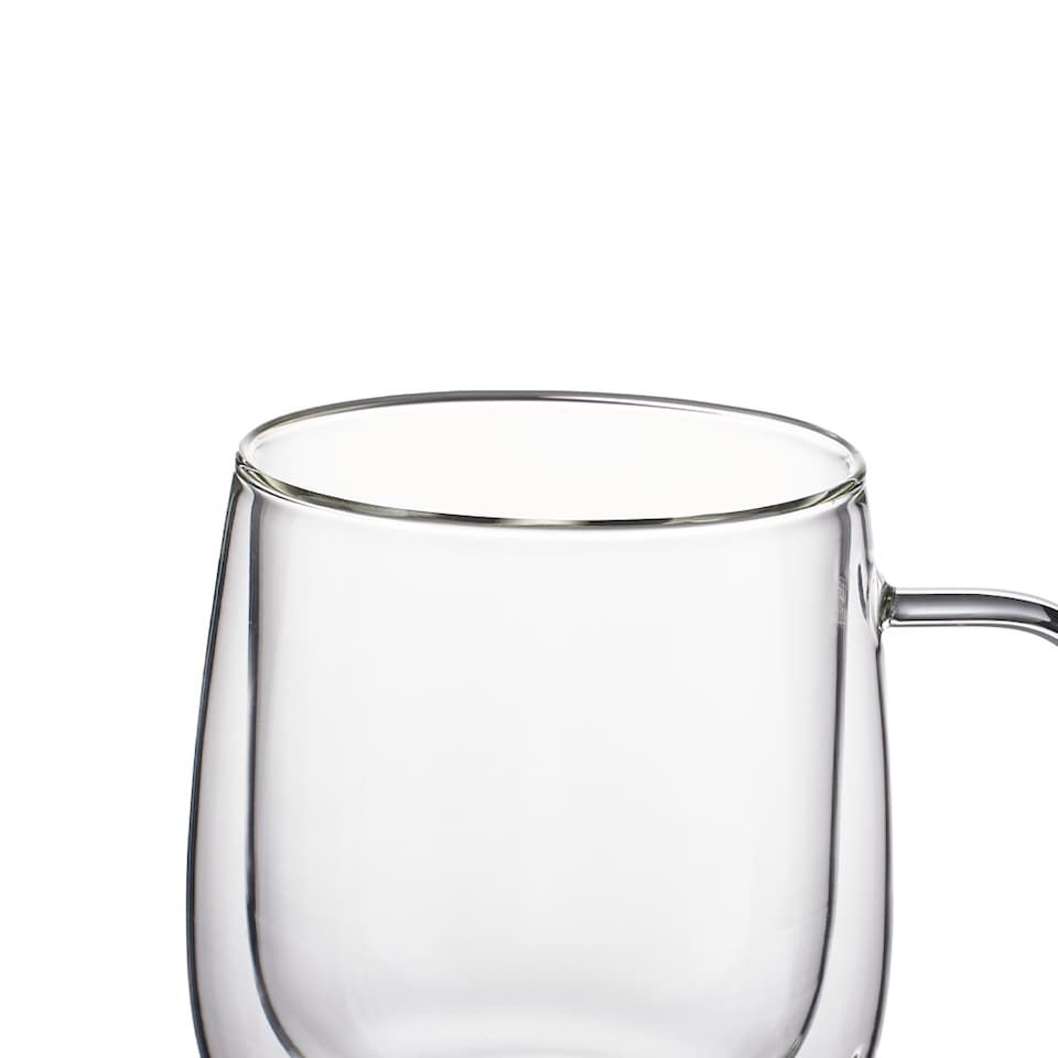 image 1 of Living and Home 2 Pcs 350 ml Double-Walled Borosilicate Glass Coffee Cups | Clear