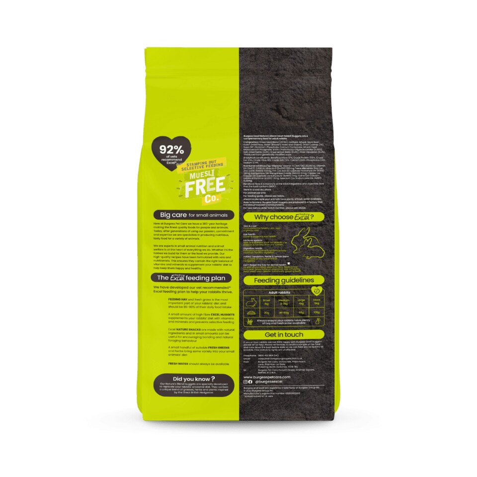 image 1 of Burgess Excel Adult Rabbit Nuggets Natures Blend - New Blend - 1.5KG