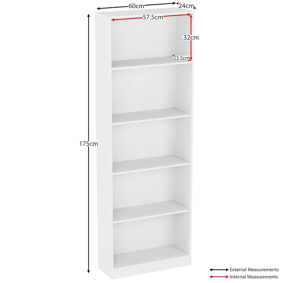 image 1 of Vida Designs Cambridge 5 Tier Extra Large Bookcase Display Storage, White