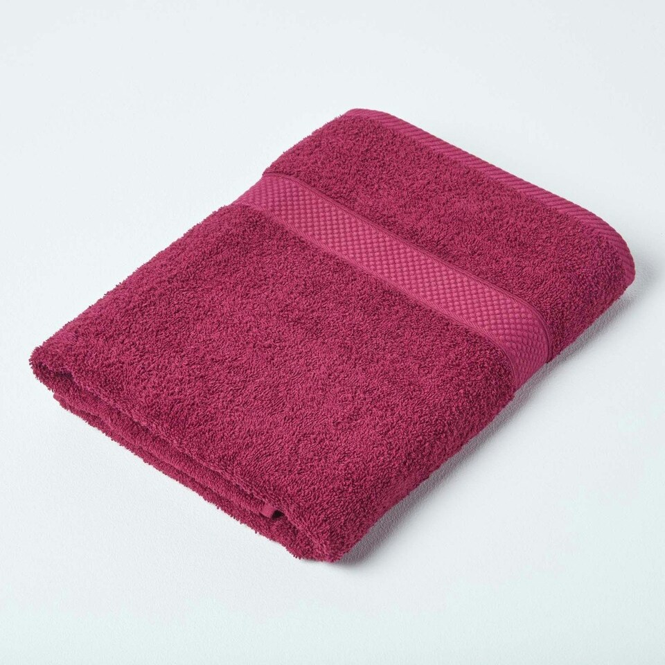 image 1 of Homescapes Turkish Cotton Bath Towel Set of 4 - Burgundy Red