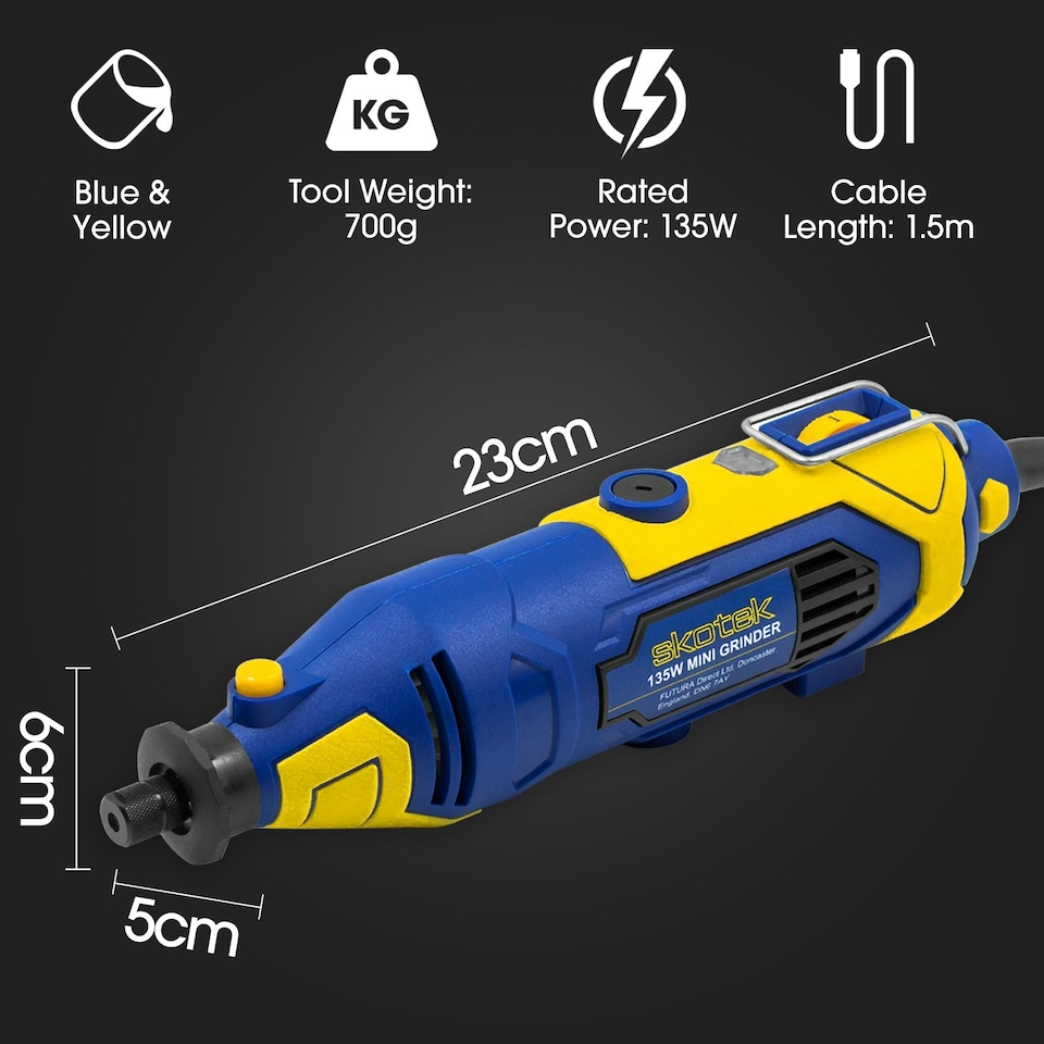 image 1 of Skotek 135W Corded Rotary Tool & 80Pc Accessory Kit (Carry Case Included)