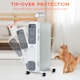 image 6 of HOMCOM 2000W Oil Filled Radiator, 9 Fin, Portable Electric Heater with 3 Heat Settings, Safety Cut-Off and Wheels, White