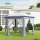 image 2 of Outsunny 3x4m Hexagon Gazebo w/ Mesh Curtains Outdoor Garden, Khaki