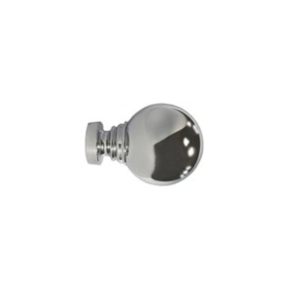 image 1 of 35mm Fixed Length Metal Curtain Pole Set Chrome Ball Finial 120cm | Silver | Silver