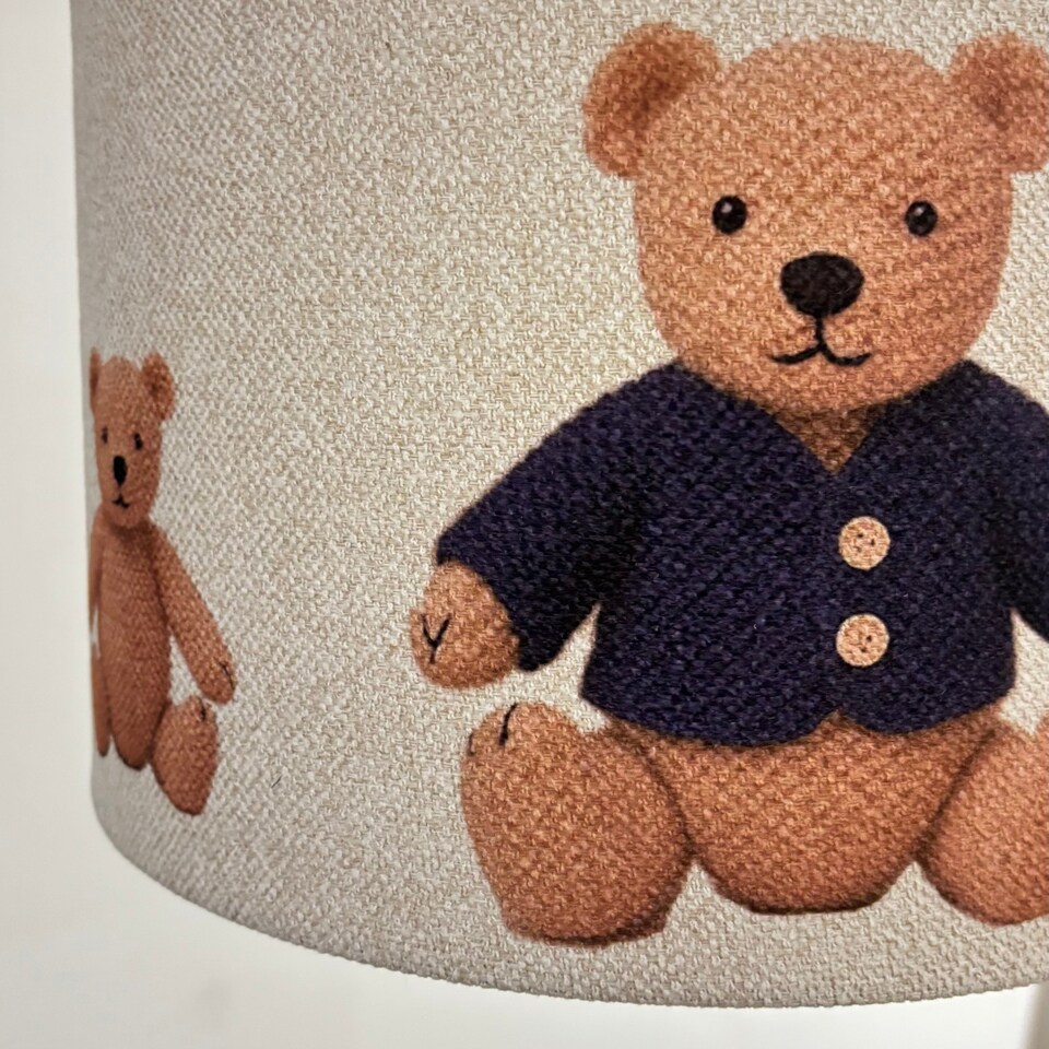 image 1 of CGC Blake 30cm Oatmeal Linen Blue Teddy Bear Children's Lampshade