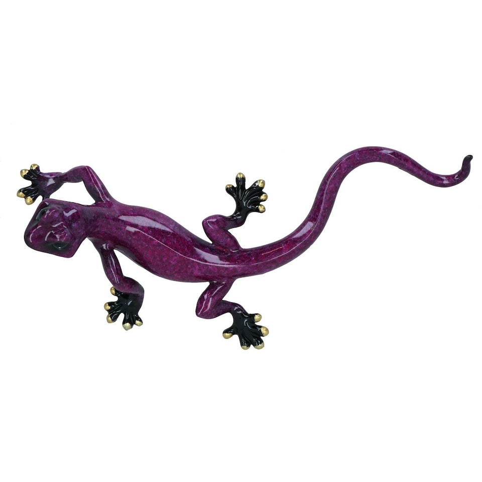 image 1 of Purple Speckled Gecko Lizard Resin Wall Shed Sculpture Decor Statue Medium