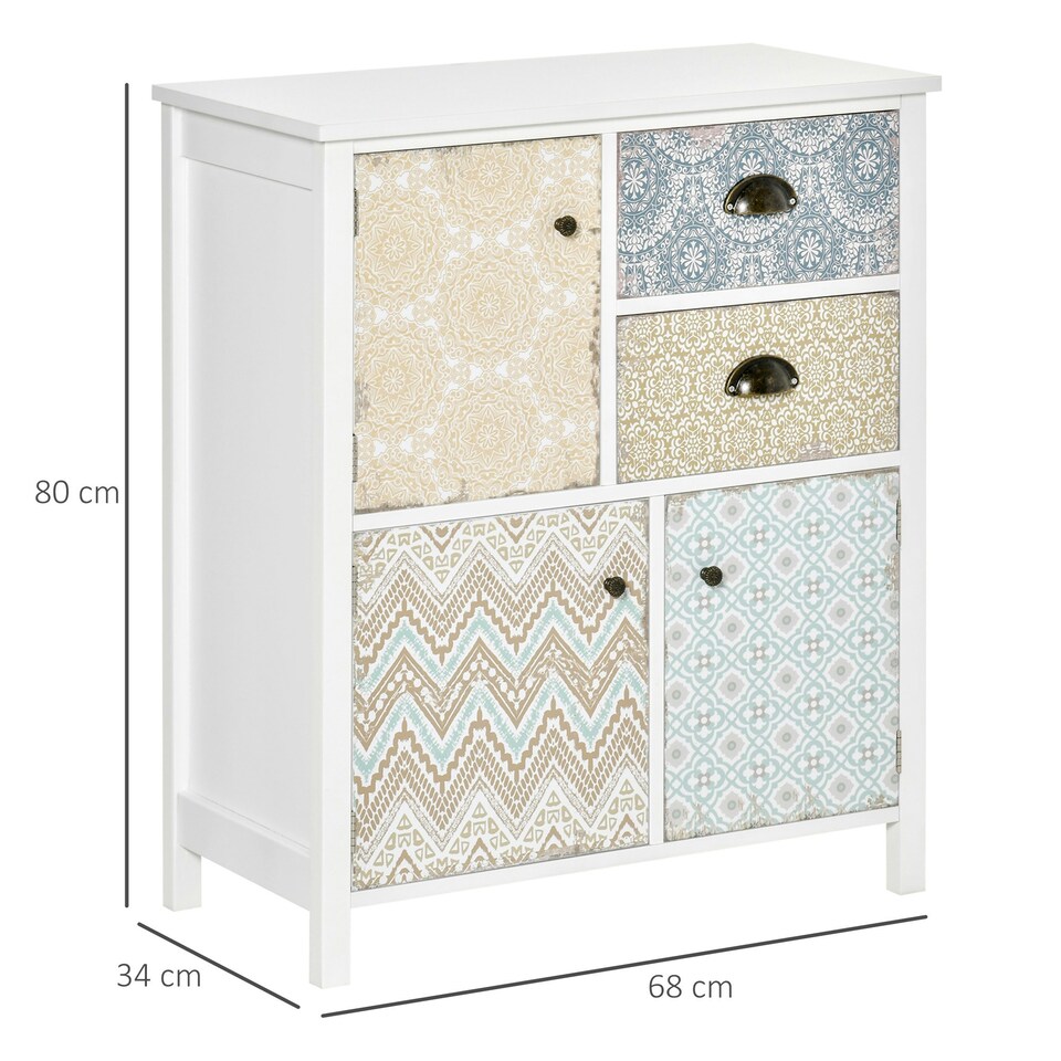 image 1 of HOMCOM 5 Drawer Table Multi-purpose Storage Chest Sideboard Retro Style Entryway