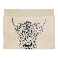 The Just Slate Company Highland Cow Linen Table Runner