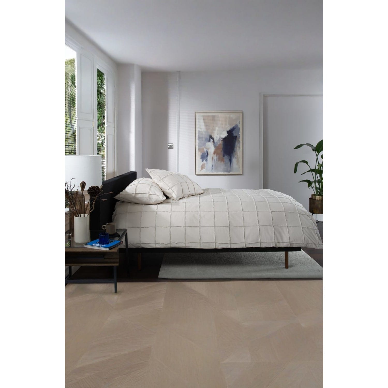 Luxury 100% Cotton Duvet Cover Bedding Set Square Up Grid