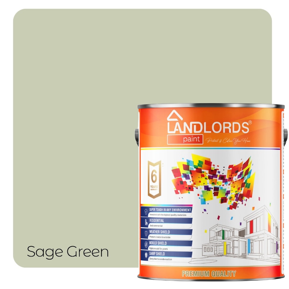 image 1 of Landlords Paint - One Coat Paint - Quick Coverage Interior Walls & Ceilings - Sage Green - 20L