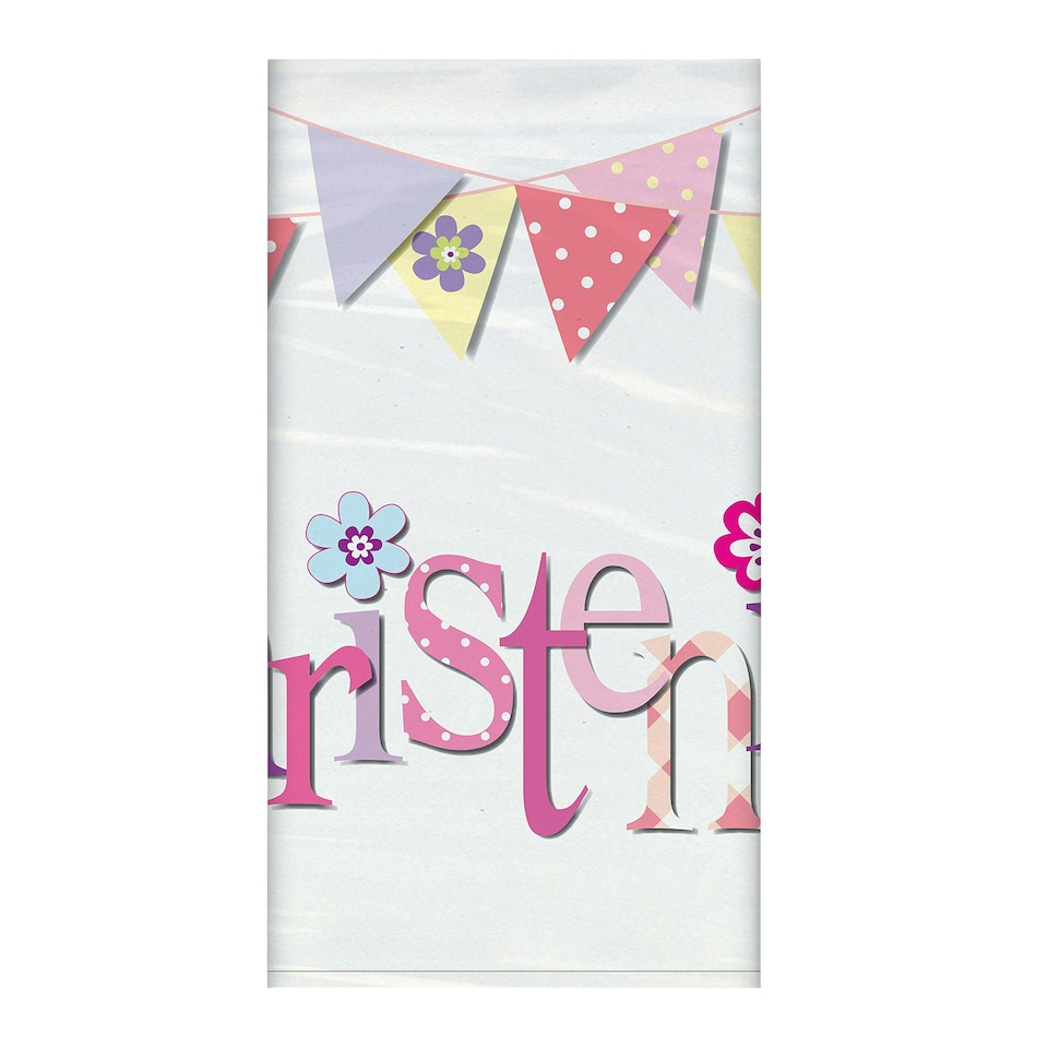 Unique Party Bunting Christening Tablecover - Pink - One Size