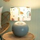 image 1 of ValueLights Bosco Eucalyptus Ceramic Table Lamp with Cartoon Dino Drum Shade Green