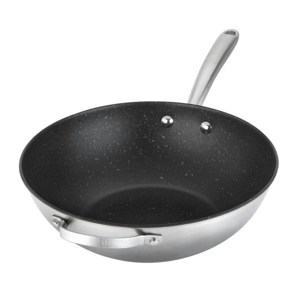 image 1 of Prestige Scratch Guard Wok Pan Stainless Steel Modern Induction Fry Pan - 29 cm