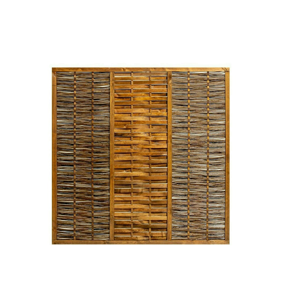 image 1 of Primrose Willow Premium Framed Fence Panel Bunched Hurdle Woven 1.82m x 1.82m