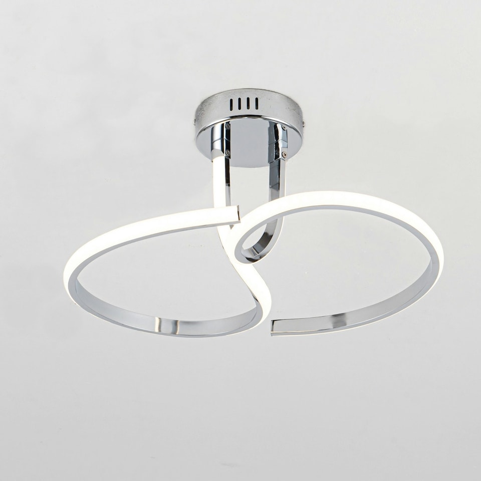 image 1 of First Choice Lighting Polished Chrome LED Curve Flush Ceiling Light Chrome | White