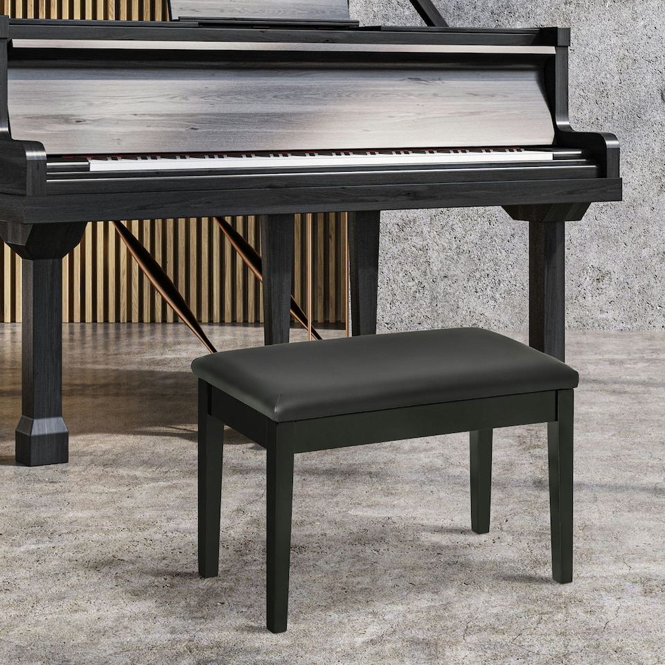 image 1 of HOMCOM Classic Piano Bench Stool, PU Leather Padded Keyboard Seat Black