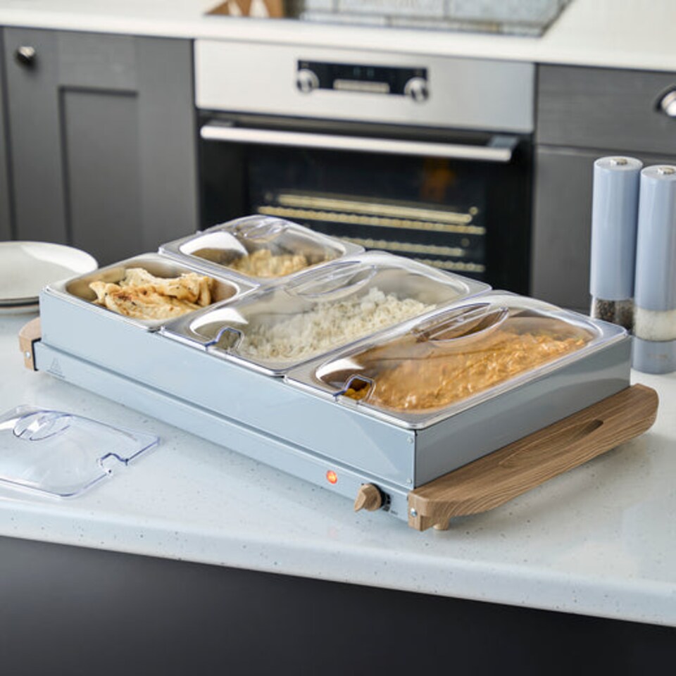 image 1 of Cooks Professional 4-Section Buffet Warmer 7.2L with Hotplate Function | Grey | Nordic Grey