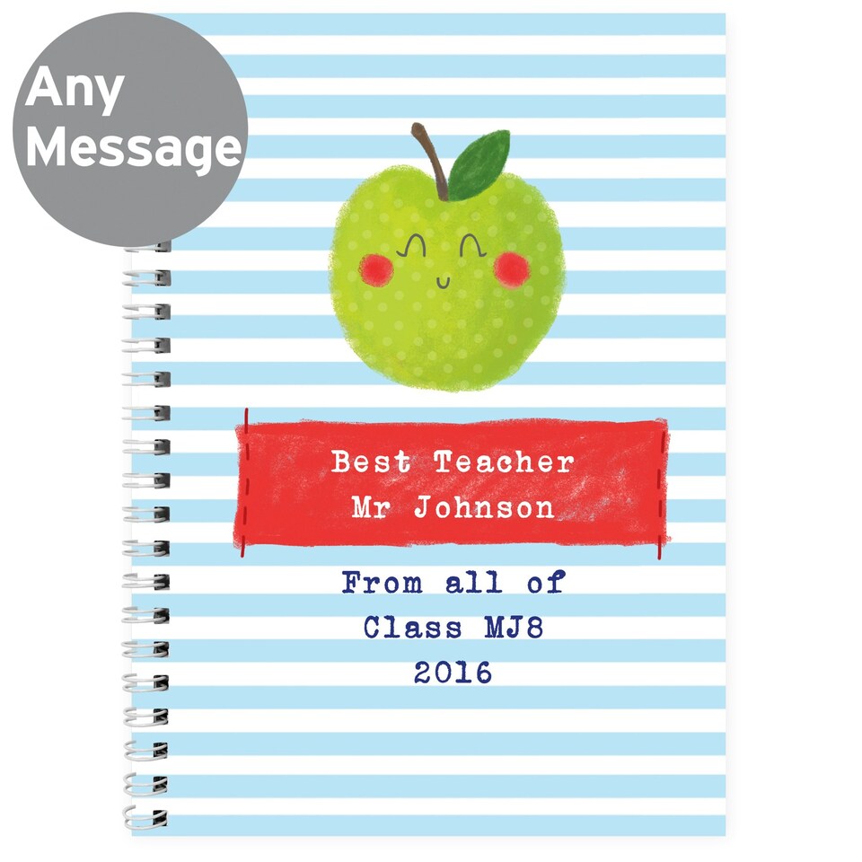 image 1 of Personalised Apple for the Teacher A5 Notebook