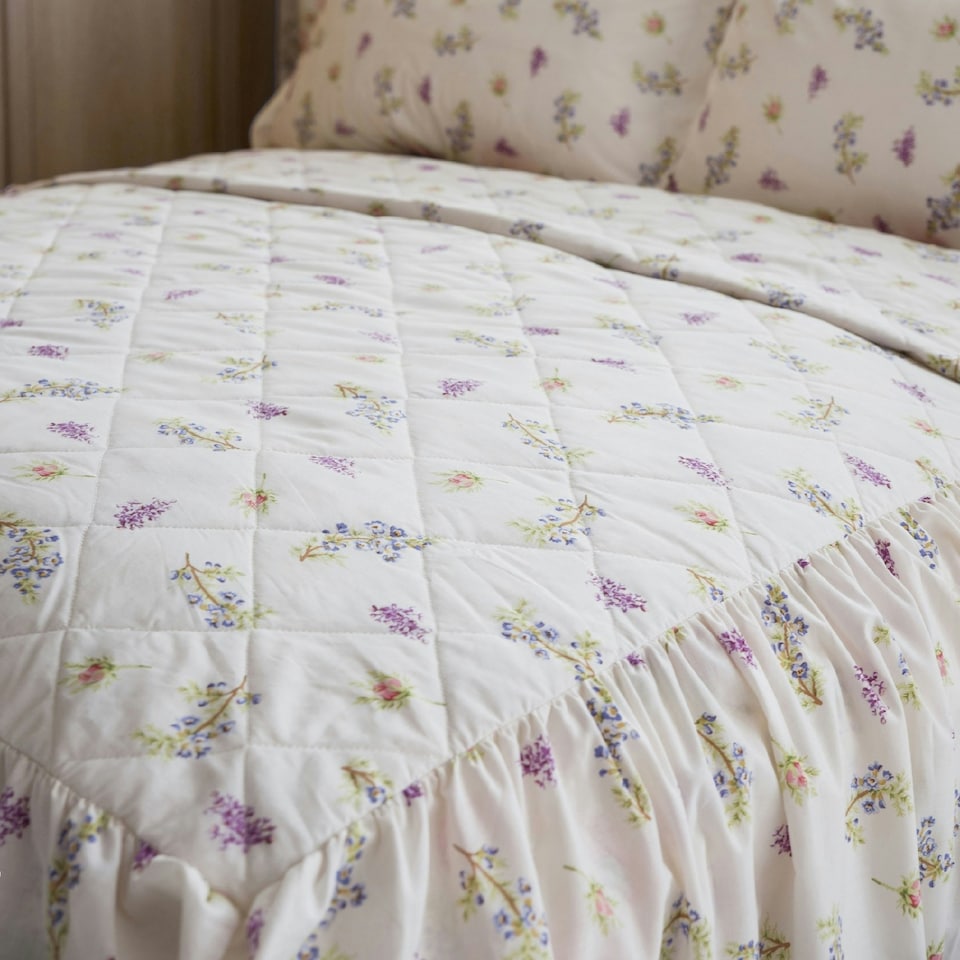 image 1 of Belledorm Delphine Bedspread - White/Yellow/Pink - Double