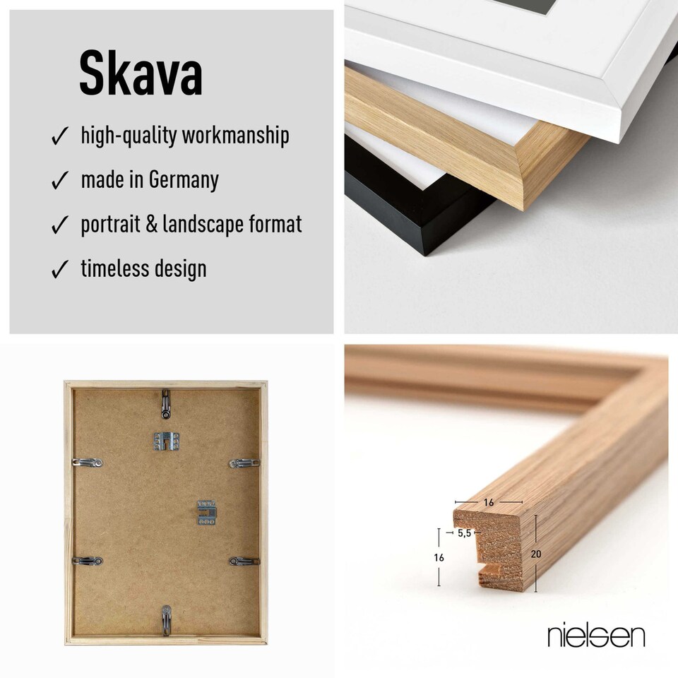 image 1 of Nielsen Skava Wooden Picture Frame with White Mount - Real Glass - Oak - A1 (59.4x84.1cm)