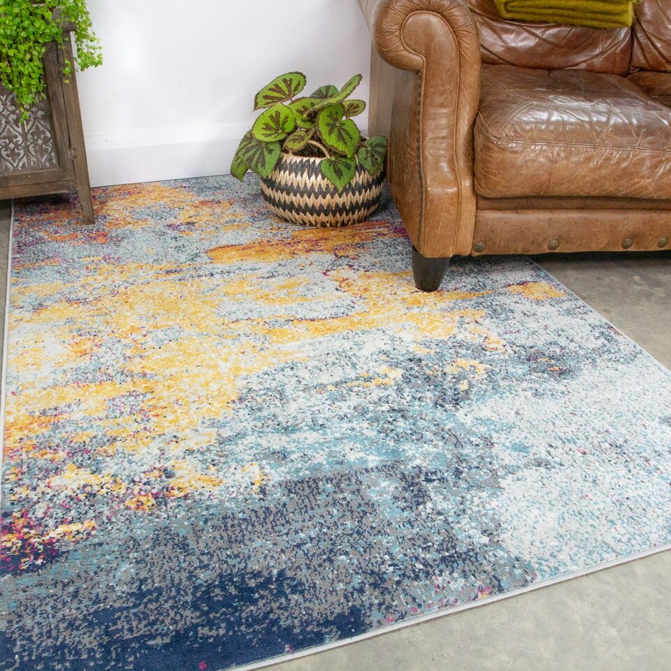 image 1 of KUKOON Multicolour Distressed Abstract Living Area Rug 190cm x 280cm