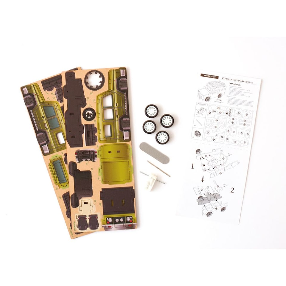 image 1 of Build Your Own Jeep Wooden 3D Model - actually drives!